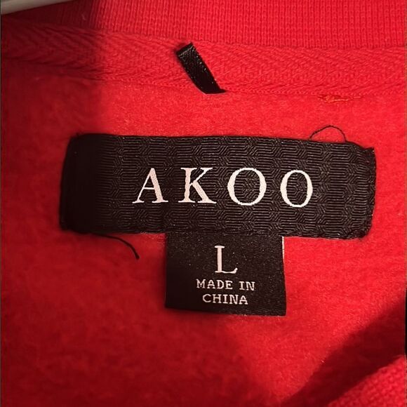🔥🔥AKOO Brand Red Crew Neck Embroidered Sweater Crewneck Sweatshirt - Men Sz L - Picture 7 of 8